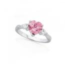 Sterling-Silver-Pink-Cubic-Zirconia-Heart-Dress-Ring Sale