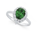 Sterling-Silver-Green-Cubic-Zirconia-Cluster-Ring Sale