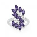 Silver-Multi-Marquise-Violet-Cubic-Zirconia-Crossover-Ring Sale
