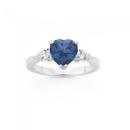 Silver-Created-Sapphire-Cubic-Zirconia-Heart-Ring Sale