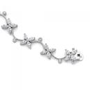 Sterling-Silver-Cubic-Zirconia-18cm-Flower-Curved-Bracelet Sale