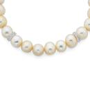 Sterling-Silver-Cubic-Zirconia-Rondelle-45cm-Fresh-Water-Pearl-Necklet Sale