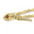 Solid-9ct-Gold-19cm-Padlock-Bracelet-with-Garnet-Accent Sale