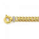 9ct-Gold-19cm-Solid-Double-Rollo-Bolt-Ring-Bracelet-with-Diamond-Accents Sale