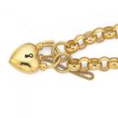 9ct-Gold-20cm-Belcher-Bracelet-with-Puff-Heart-Padlock Sale