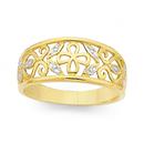 9ct-Gold-Two-Tone-Floral-Ring-Size-P Sale