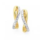 9ct-Two-Tone-Diamond-Cut-Double-X-Over-Oval-Hoop-Earrings Sale