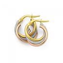 9ct-Gold-Tri-Tone-Small-Plain-Patterned-Hoops-10mm Sale