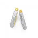 9ct-Gold-Two-Tone-Small-Diamond-Cut-Hoops-10mm Sale