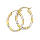 9ct-Gold-Two-Tone-Diamond-Cut-Oval-Hoop-Earrings Sale