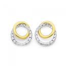 9ct-Gold-Two-Tone-Diamond-cut-Double-Circle-Stud-Earrings Sale