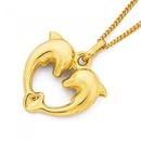 9ct-Gold-Large-Double-Dolphin-Heart-Pendant Sale