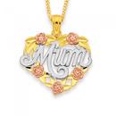 9ct-Gold-Tri-Tone-Mum-Heart-Pendant Sale