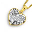 9ct-Gold-Two-Tone-Filigree-Mum-Heart-Pendant Sale