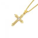 9ct-Two-Tone-Diamond-Cut-Cross-Pendant Sale