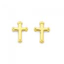 9ct-Gold-Cross-Stud-Earrings-with-Crown Sale