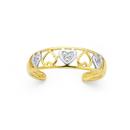 9ct-Gold-Two-Tone-Cubic-Zirconia-Multi-Hearts-Toe-Ring Sale