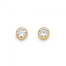 9ct-Gold-Cubic-Zirconia-Round-Bezel-Stud-Earrings Sale