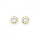 9ct-Gold-Cubic-Zirconia-Round-Bezel-Set-Stud-Earrings Sale