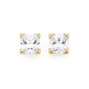 9ct-Gold-Cubic-Zirconia-7mm-Princess-Cut-Stud-Earrings Sale