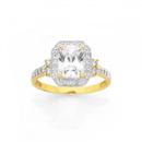 9ct-Gold-Cubic-Zirconia-Emerald-Cut-Shoulder-Ring Sale