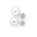 Silver-Crystal-Simulated-Pearl-Duo-Earrings Sale