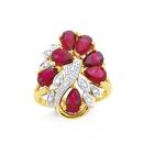 9ct-Gold-Created-Ruby-Diamond-Cluster-Ring Sale