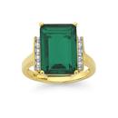 9ct-Gold-Created-Emerald-10ct-Diamond-Ring Sale