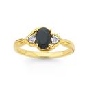 9ct-Gold-Black-Sapphire-Diamond-Oval-Ring Sale