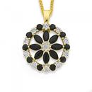 9ct-Gold-Black-Sapphire-10ct-Diamond-Wreath-Enhancer-Pendant Sale