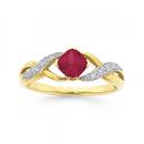 9ct-Gold-Created-Ruby-Diamond-Cushion-Cut-Ring Sale