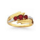 9ct-Gold-Created-Ruby-Diamond-Cushion-Cut-Ring Sale