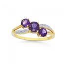 9ct-Gold-Amethyst-Diamond-Trilogy-Ring Sale