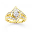9ct-Gold-Diamond-Round-Brilliant-Baguette-Cut-Cluster-Ring Sale