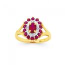 9ct-Gold-Created-Ruby-Diamond-Oval-Cut-Cluster-Ring Sale