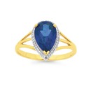 9ct-Gold-Created-Sapphire-Diamond-Ring Sale