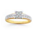 9ct-Gold-Two-Tone-Diamond-Square-Engagement-Ring Sale