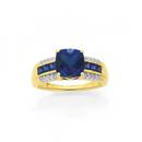 9ct-Gold-Created-Sapphire-Diamond-Ring Sale