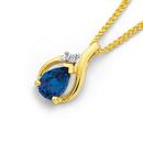 9ct-Gold-Created-Sapphire-Diamond-Pendant Sale