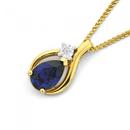 9ct-Gold-Created-Sapphire-Diamond-Pear-Shape-Pendant Sale