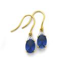9ct-Gold-Created-Sapphire-Diamond-Drop-Earrings Sale