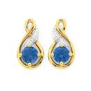 9ct-Gold-Created-Ceylon-Sapphire-Diamond-Earrings Sale