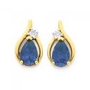 9ct-Gold-Created-Sapphire-Diamond-Pear-Loop-Earrings Sale