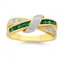 9ct-Gold-Created-Emerald-Diamond-Princess-Cut-Ring Sale