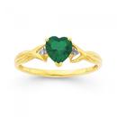 9ct-Gold-Created-Emerald-Diamond-Heart-Ring Sale