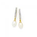 9ct-Gold-Pearl-Diamond-Huggie-Earrings Sale