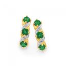 9ct-Gold-Created-Emerald-Diamond-Hoop-Earrings Sale