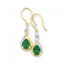 9ct-Gold-Created-Emerald-Diamond-Drop-Earrings Sale