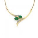 9ct-Gold-Created-Emerald-Diamond-Tulip-Necklet Sale