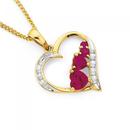 9ct-Gold-Created-Ruby-Diamond-Heart-Pendant Sale